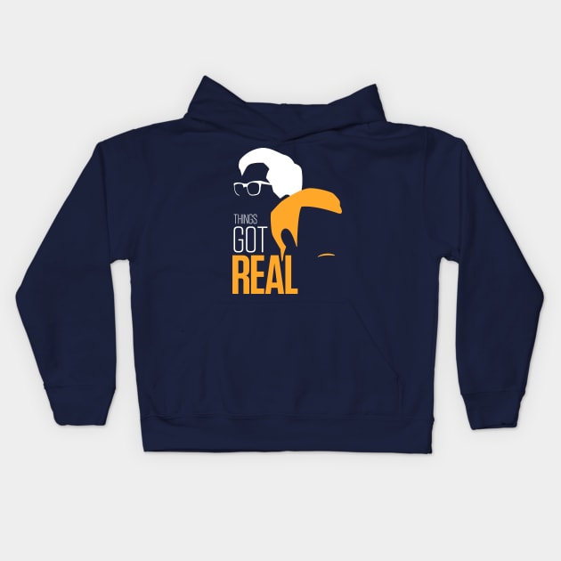 Things Got Real Kids Hoodie by brandonlee